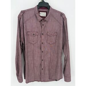 Marc Ecko Cut & Sew Mens X‎ Large Long Sleeve Button Up Shirt Red Cotton
